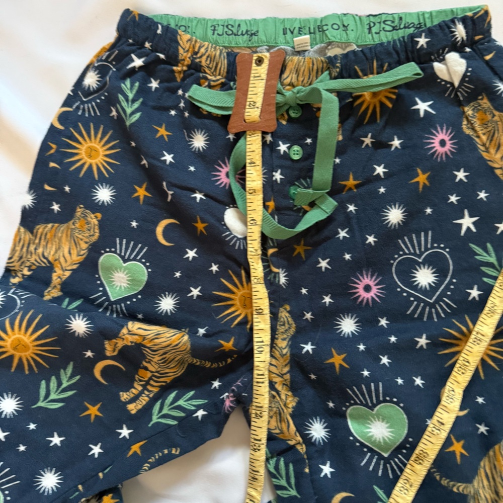 PJ Salvage Navy Celestial Print Button-Up Pajama Set with Mint Trim - Picture 5 of 12